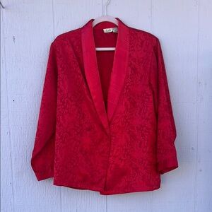 Vintage Red Floral Textured Blazer